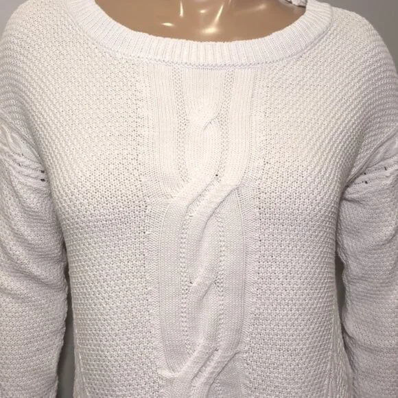 Tommy Hilfiger Cable Knit Sweater Cotton Slouchy Relaxed Fit Open Knit - Picture 3 of 11